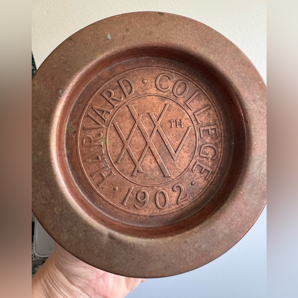 Antique Copper Harvard College Plate